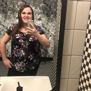 Plus size black shirt with flowers from Torrid